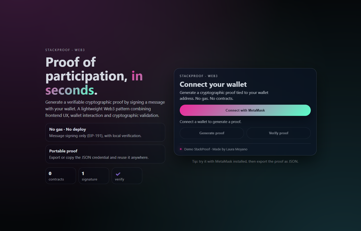 StackProof — DApp Web3