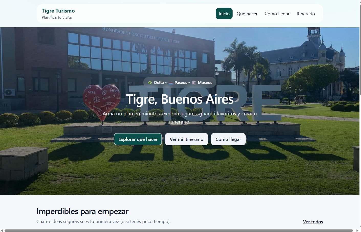 Tigre Turismo — Planificador de actividades